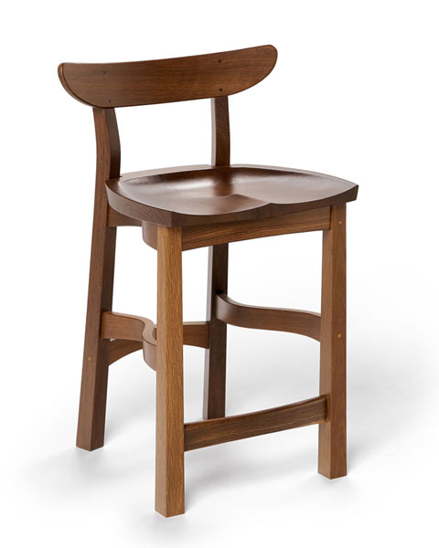 walnut serpentine solid wooden kitchen stool
