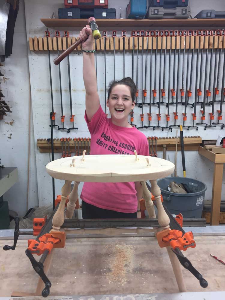 student building a Windsor chair