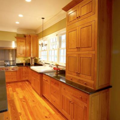 shaker kitchen in natural cherry wide view